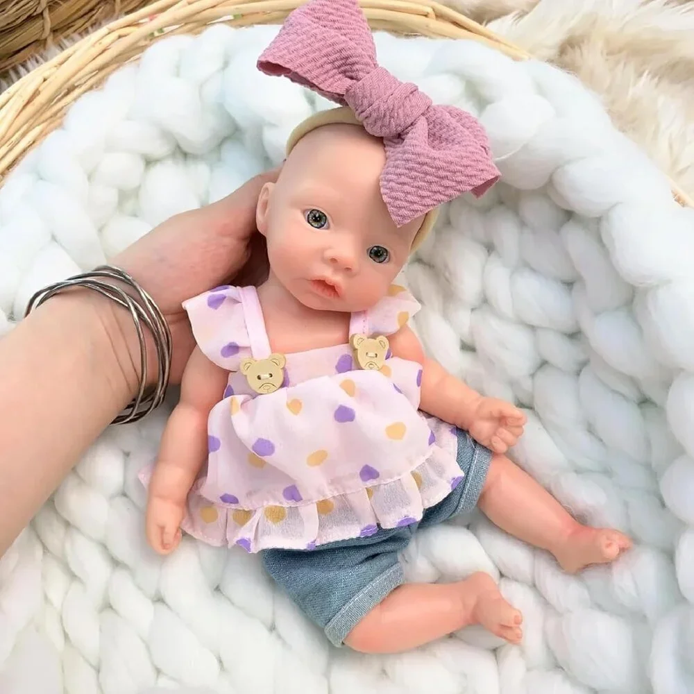 11Inch Full Body Silicone Reborn Baby DollEyes Open Realistic Lifelike Baby Girl